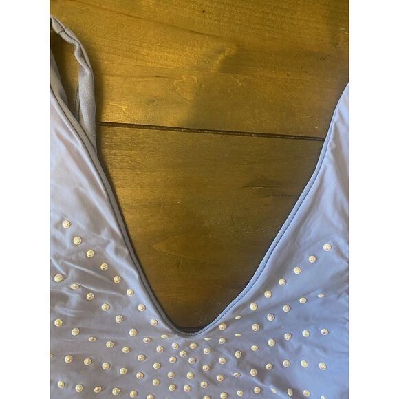 Womens Gianni Bini Purple Pearl Detail Front Cheeky One Piece Size Medium - Picture 3 of 7